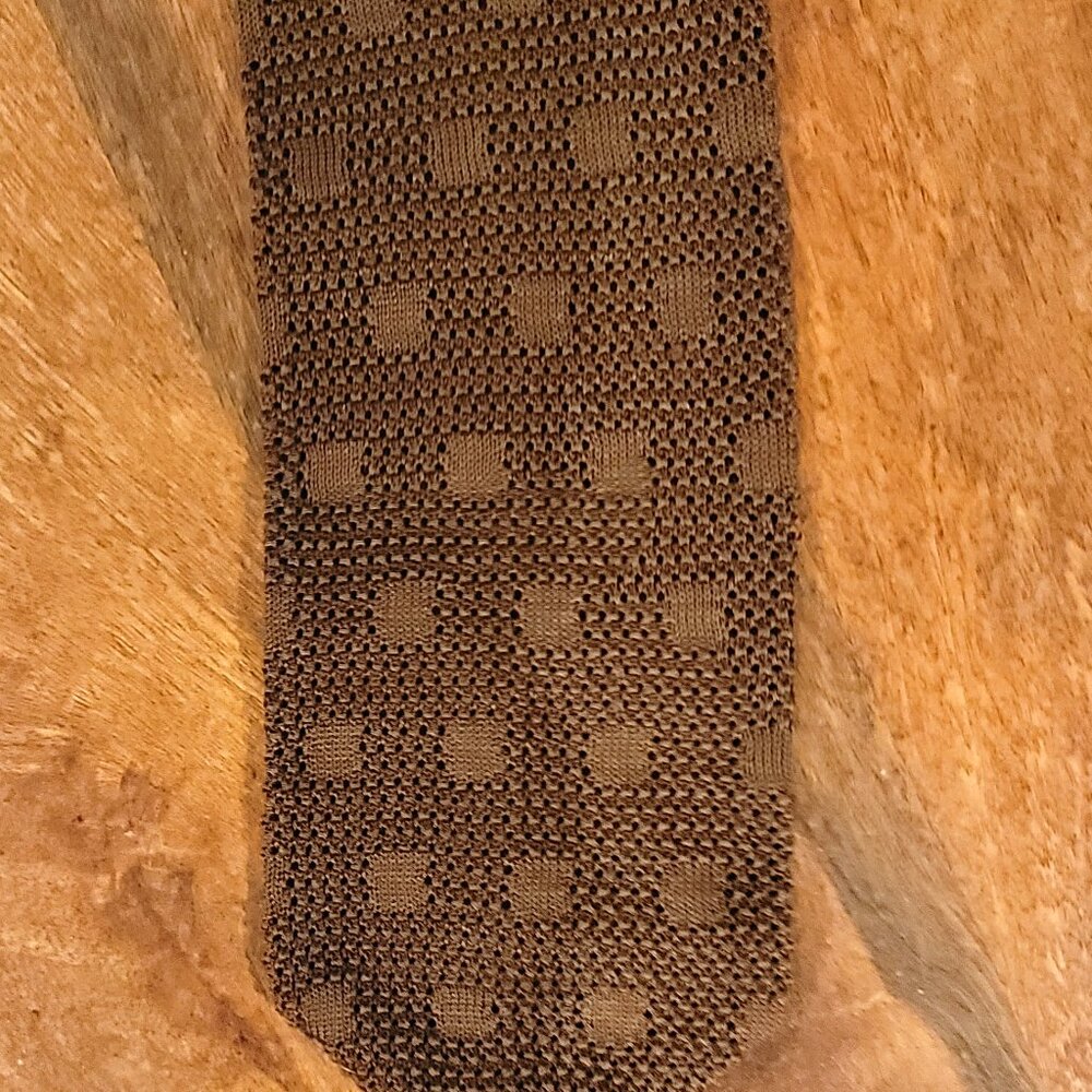 Calvin Klein Collection Brown Knit Patterned Tie